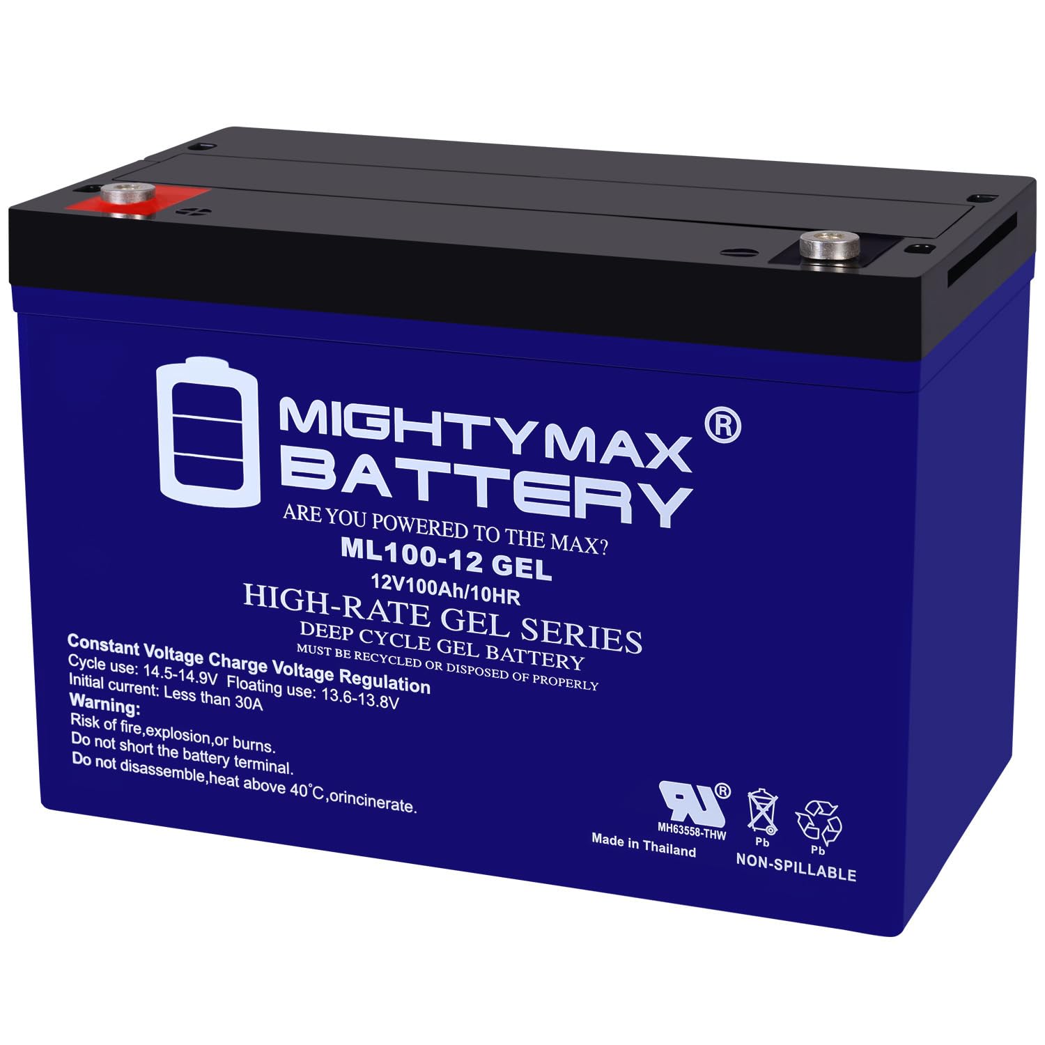 deep cycle gel battery on a white background