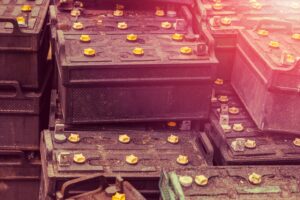 car batteries piled together