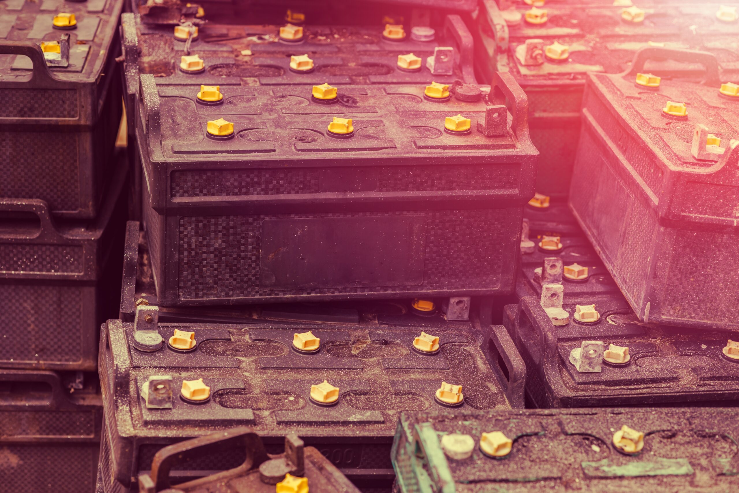 car batteries piled together