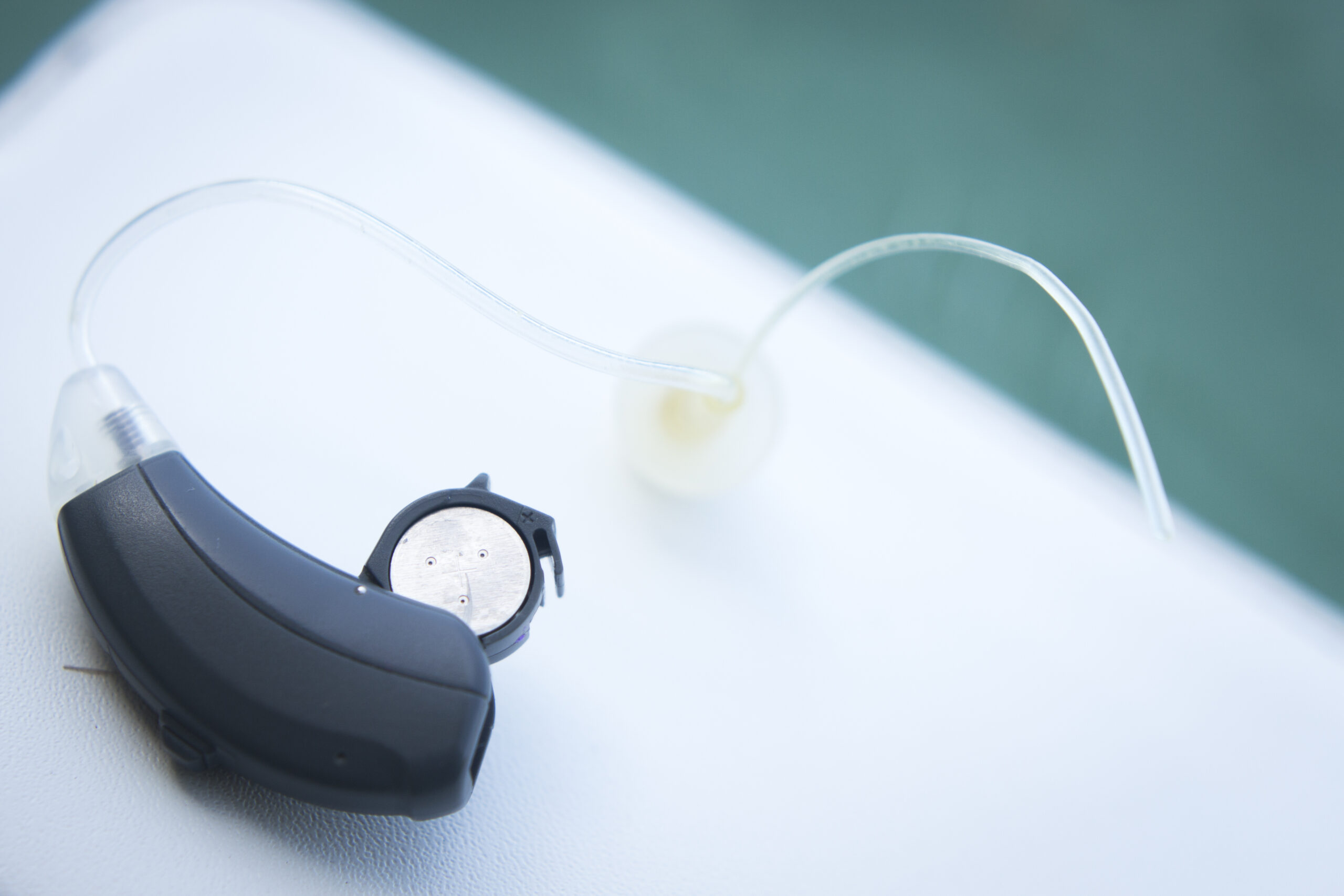 hearing aid with battery showing