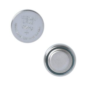 two watch batteries on a white background