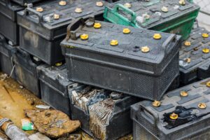 pile of lead-acid batteries
